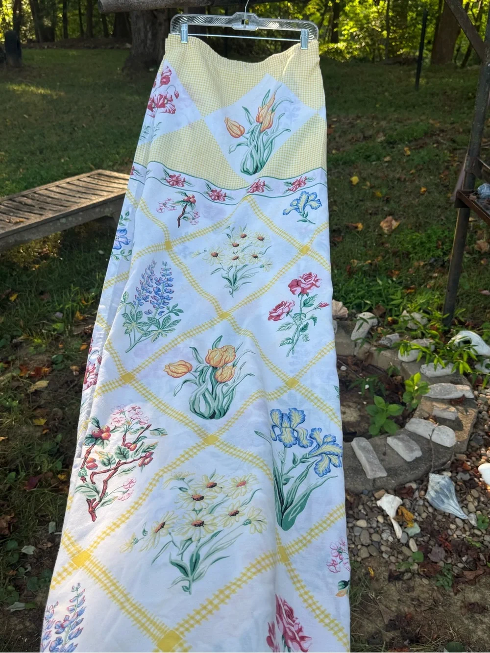 Floral Patchwork Yellow & White Shower Curtain